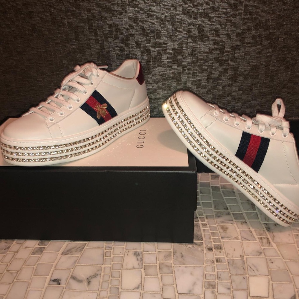 Gucci Sylvie Web Accent Leather Sneakers
